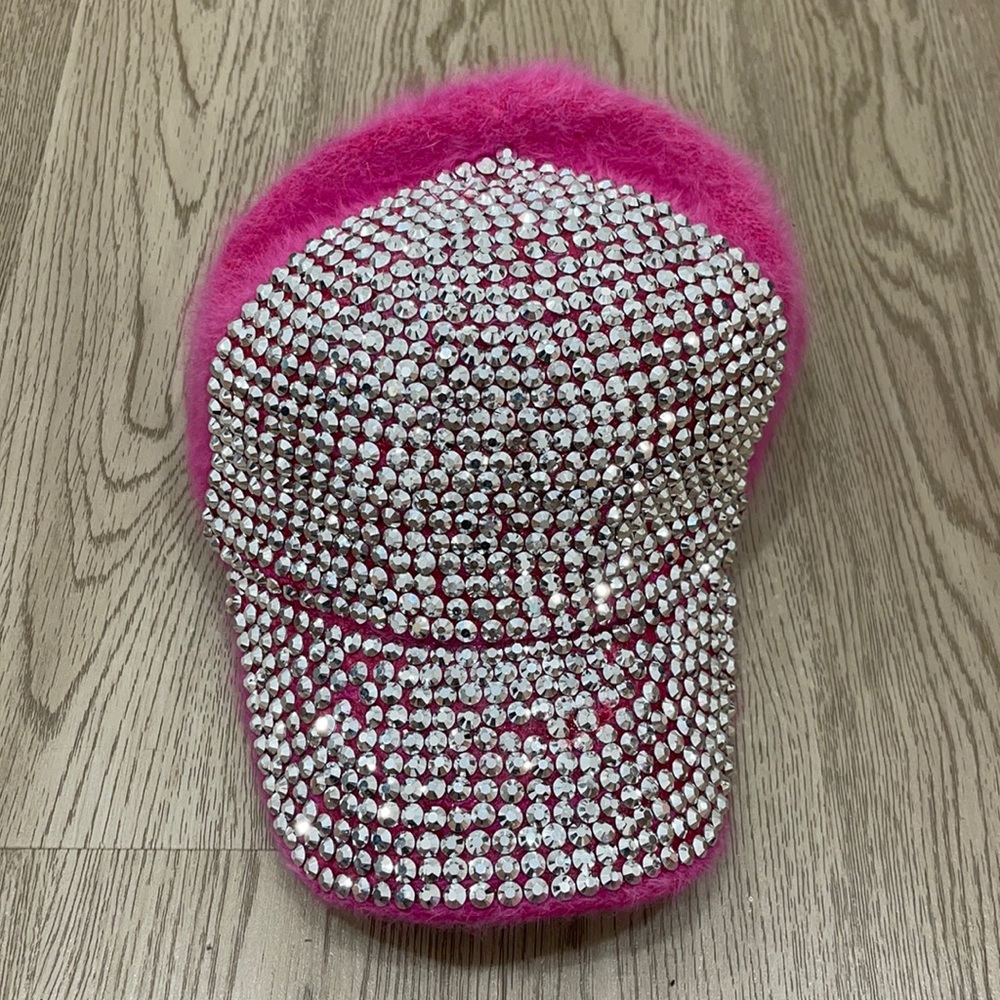 Pink Cap With Sparkly Silver Diamond